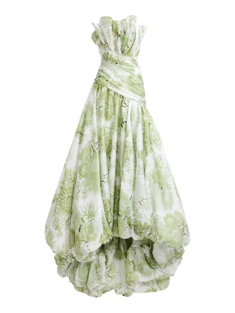 Aje. Reflector Pleated Gown olive