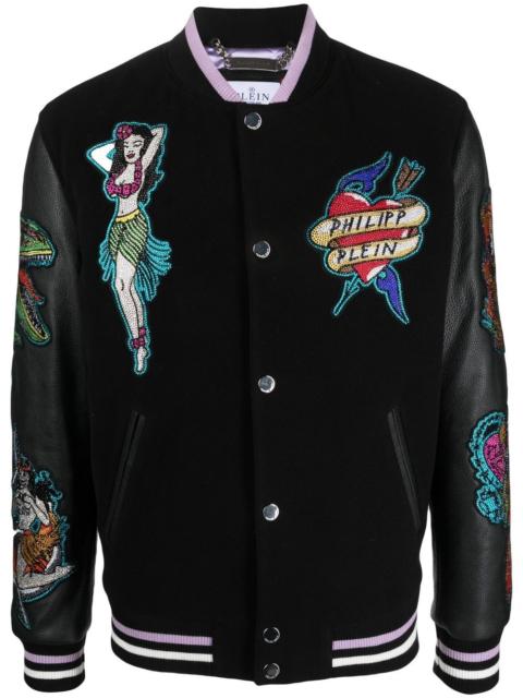 embellished College Bomber jacket