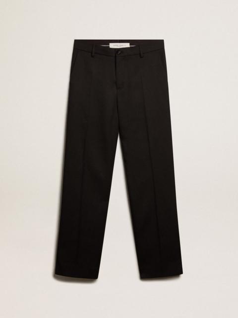 Men’s tuxedo pants in black wool gabardine