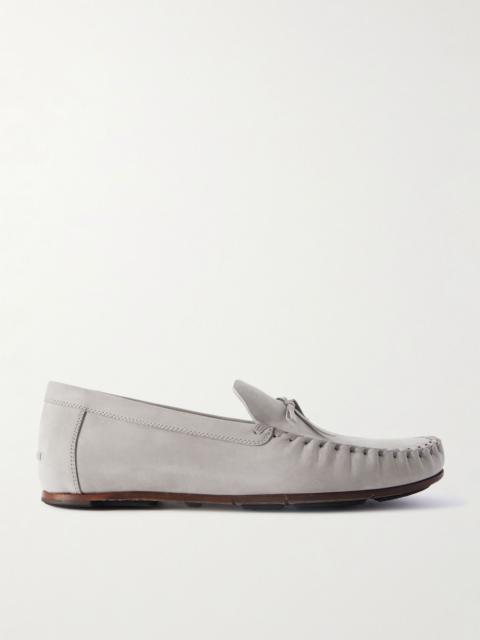 Manolo Blahnik Gargano Tasselled Nubuck Driving Shoes Taupe