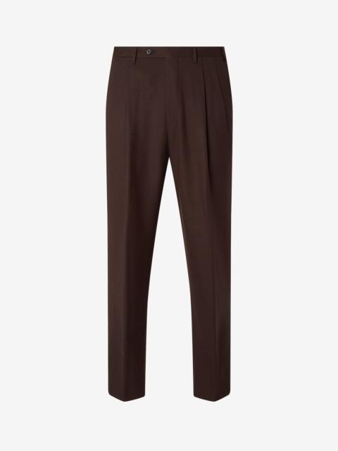 CORNELIANI Brown two-dart pure wool trousers