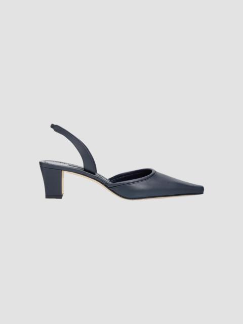 Manolo Blahnik Women's Vendona 50MM Leather Block-Heel Pumps - Navy