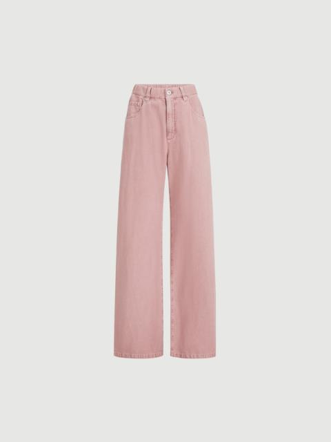 Brunello Cucinelli Garment-dyed contemporary trousers in cotton and linen cover with monili