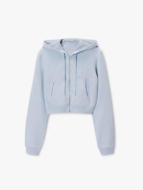 Alexander Wang CRYSTAL FITTED LONG SLEEVE ZIP UP