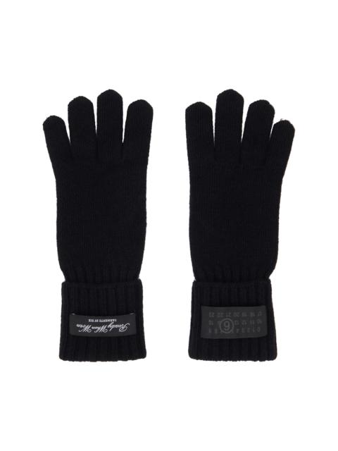 MM6 Maison Margiela Black Wool-Blend Knit Gloves