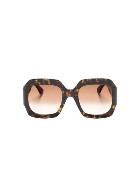 Cartier tortoiseshell geometric-frame sunglasses