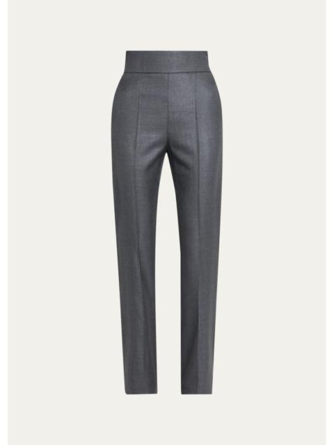 Valentino High Rise Wool-Silk Straight-Leg Trousers