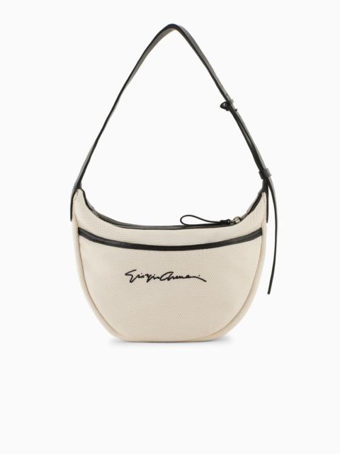 GIORGIO ARMANI Small canvas and leather shoulder bag