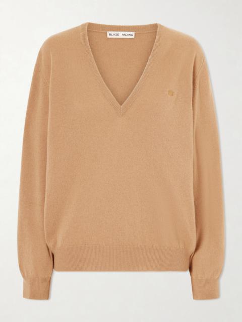 BLAZÉ MILANO Highland Embroidered Wool And Cashmere-blend Sweater