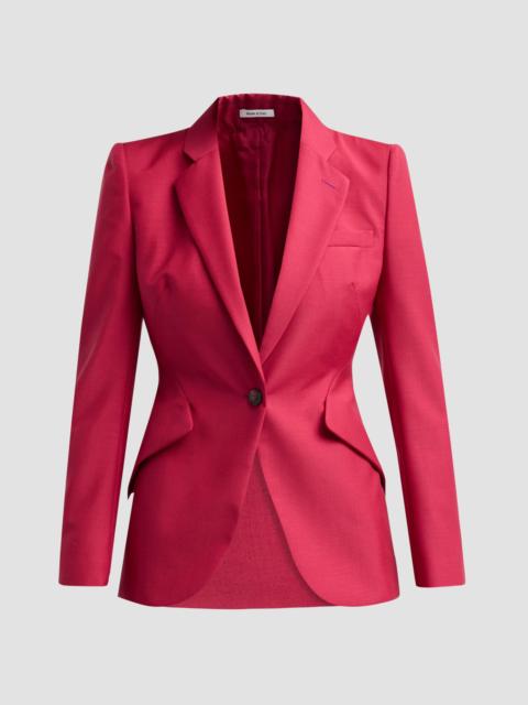 Alexander McQueen Women's Peak-Shoulder Wool-Mohair Jacket - Bordeaux