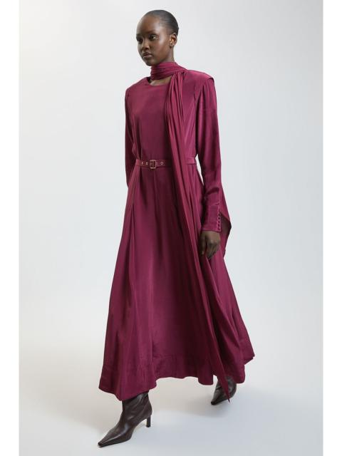 KAREN MILLEN Scarf Detail Viscose Midi Dress