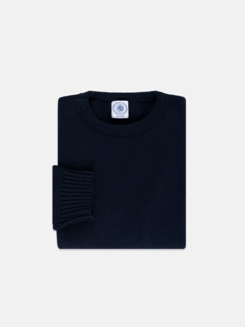 J. PRESS MADE-IN-USA NAVY CHUNKY COTTON CREWNECK SWEATER