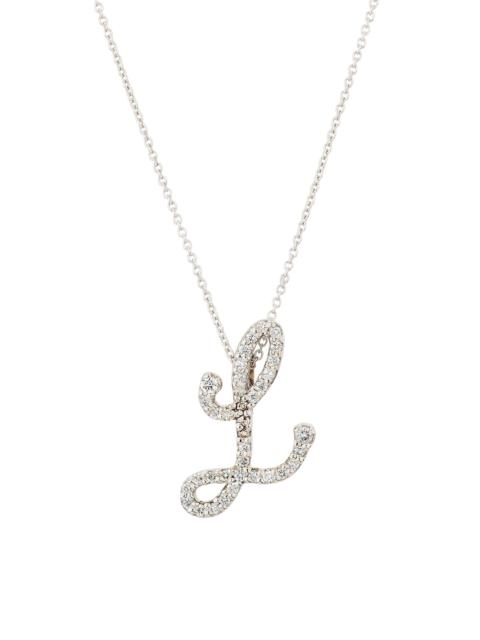 ROBERTO COIN Women's Tiny Treasures Script Initial 18K White Gold, Ruby & 0.24-0.34 TCW Diamond Pendant Necklace