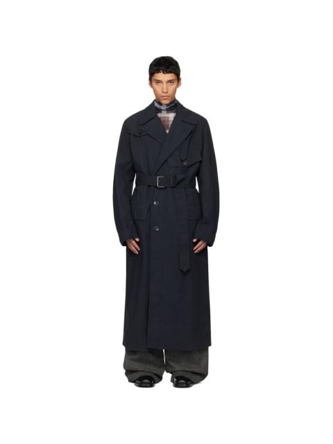 Dries Van Noten Navy Overdyed Trench Coat