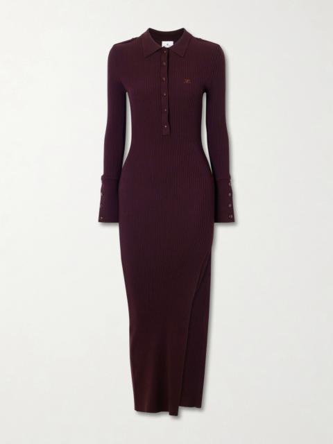 courrèges Logo-embroidered Ribbed Polo Midi Dress