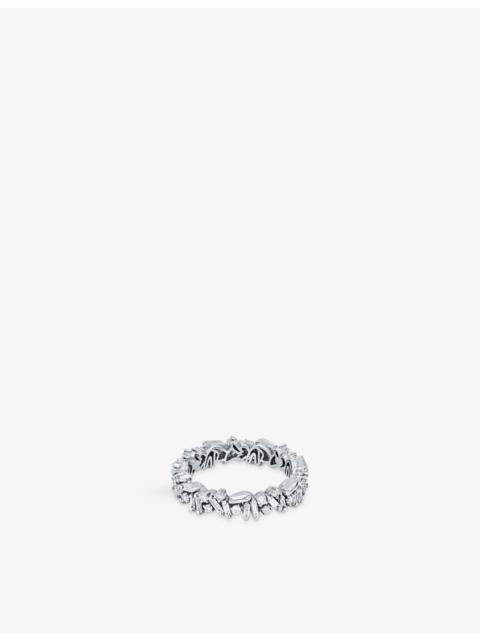 SUZANNE KALAN Icon 18ct white-gold 0.27ct brilliant-cut diamond and 0.54ct baguette diamond eternity ring