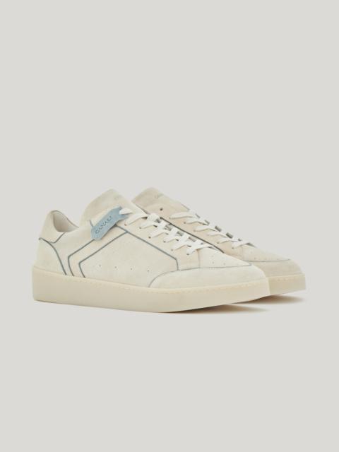 Canali CANALI NUVOLA IVORY SUEDE SNEAKERS WITH RIBBING