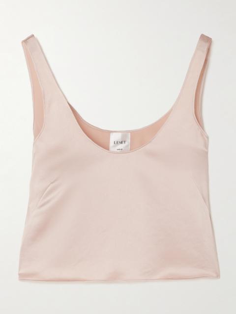 LESET Barb Scoop Washed-satin Tank