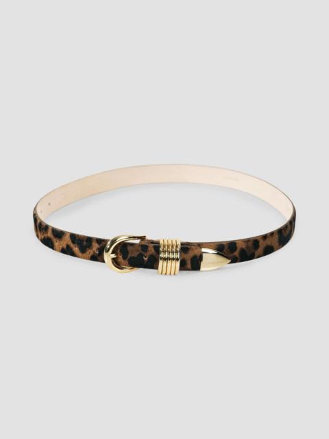 DÉHANCHE Women's Hollyhock Animal-Printed Pony Hair Belt - Dark Jaguar And Gold