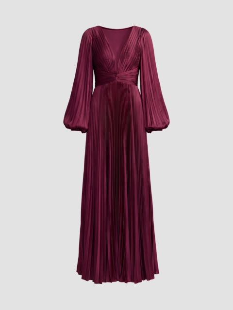 MAC DUGGAL Women's Pleated Charmeuse Deep V-Neck Gown - Wine