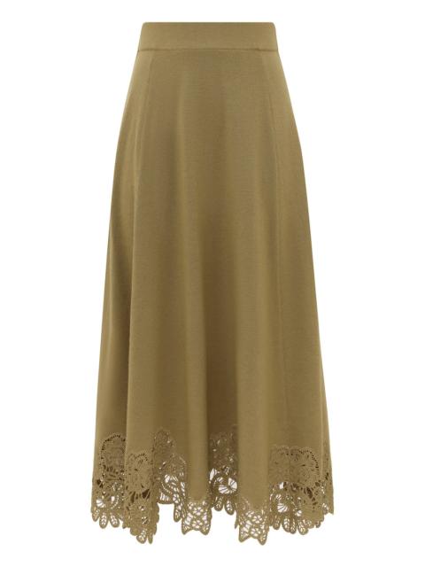 Zimmermann CLASH MERINO LACE MIDI SKIRT
