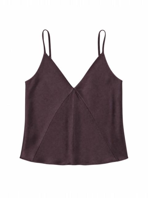 The Kooples BROWN SATIN TANK TOP WITH THIN STRAPS
