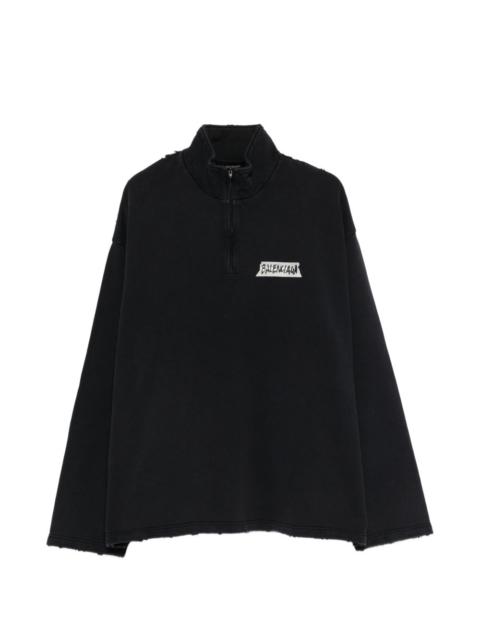 BALENCIAGA distressed zipped sweatshirt