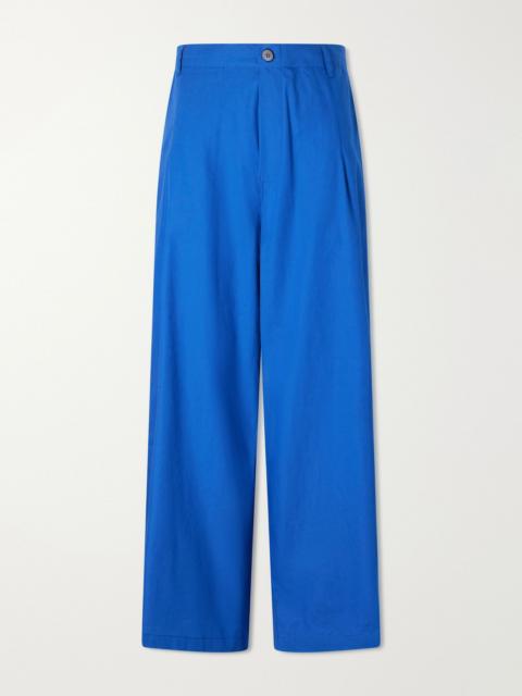 JAMIE HALLER Lotus cotton-poplin wide-leg pants Royal blue