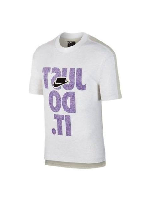Nike Nike Large Alphabet Logo Printing Sports Short Sleeve White BV4578-051