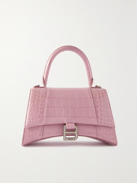 BALENCIAGA Hourglass Small Croc-effect Leather Tote