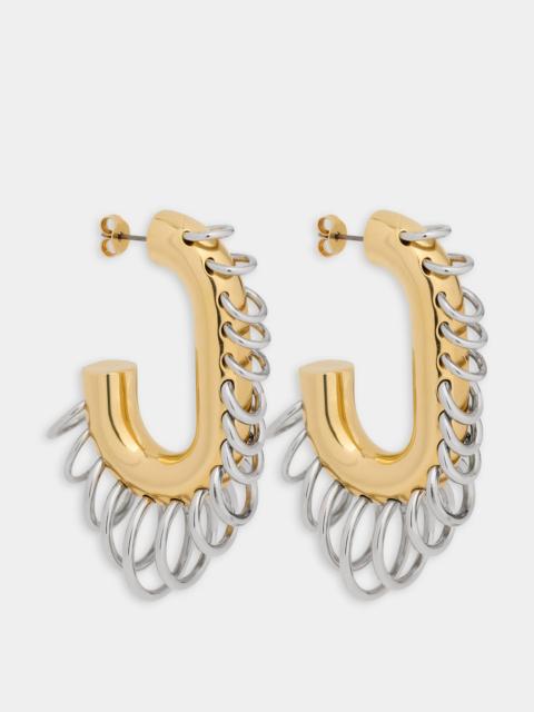 rabanne PUNK XL LINK EARRINGS IN BICOLOR GOLD AND SILVER