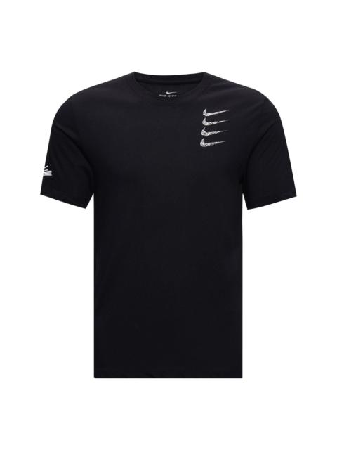 Nike Nike Round Neck Training Short Sleeve 'Multi Swoosh Black White' CT6465-010