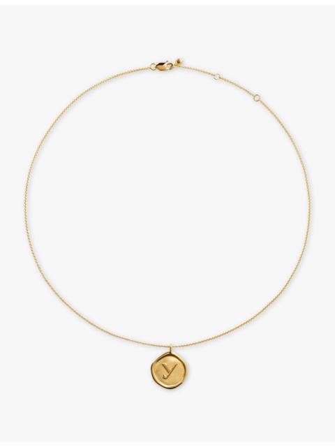 MONICA VINADER Initial Y Stamp 18ct Yellow Gold Vermeil Chain Necklace