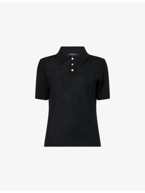Theory Pointelle Polo Wool Top