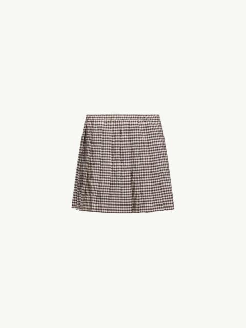 Moncler Vichy Cotton Blend Pleated Mini Skirt