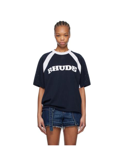 Rhude Blue & White Racing Logo Mesh T-shirt
