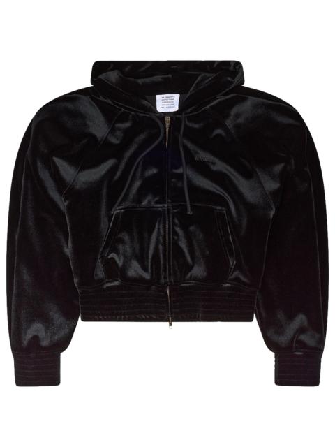 VETEMENTS Velvet Rounded Shoulder Zip-Up Hoodie "Black" VTM-WHDS-0001