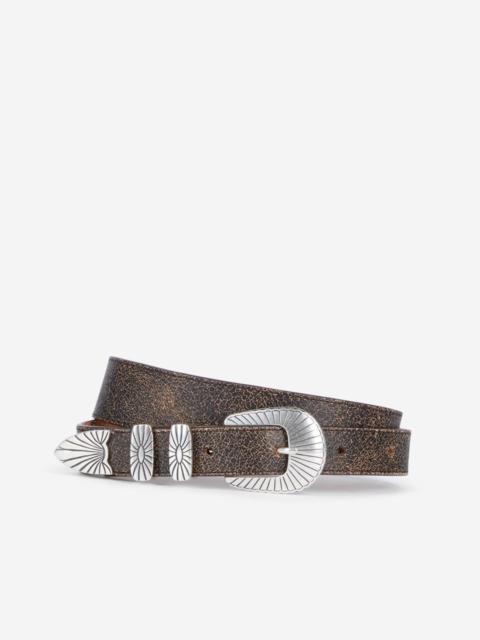 The Kooples THIN BROWN LEATHER BELT
