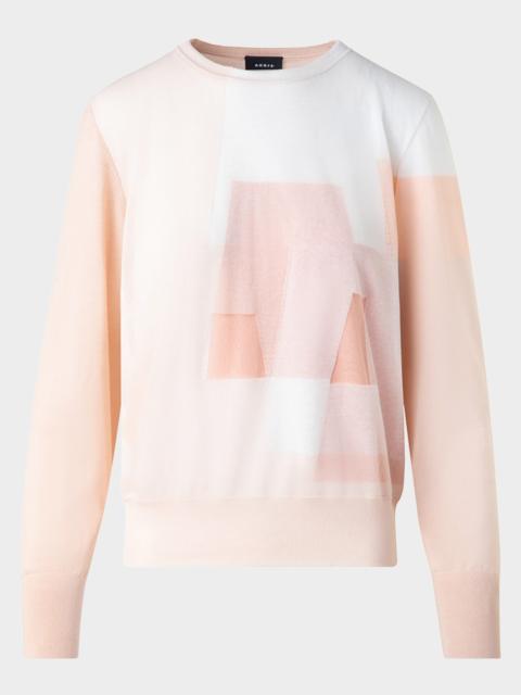 AKRIS Trapeze Rayonnant Intarsia Double-Layer Knit Sweater