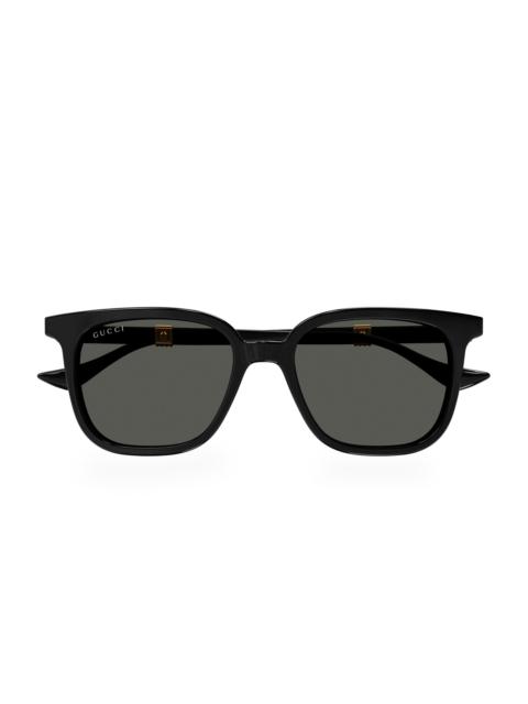 GUCCI Men's Running Web Square Sunglasses - Black Dark Grey