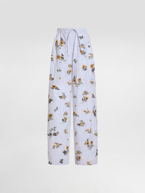 Dolce & Gabbana Poplin trousers with thread floral embroidery and rhinestones