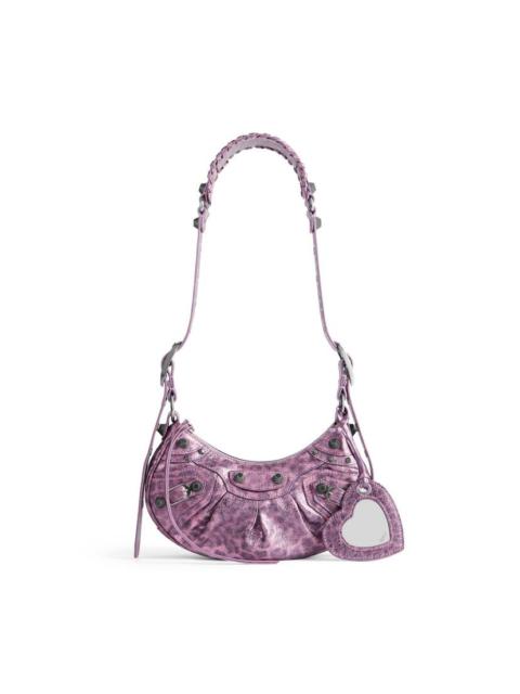 Women's Le Cagole Xs Shoulder Bag Metallized With Leopard Print  in Pink