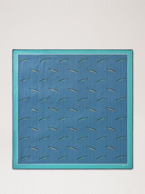 Mulberry Square Scarf - Fishing Lure Marina Blue Silk Twill