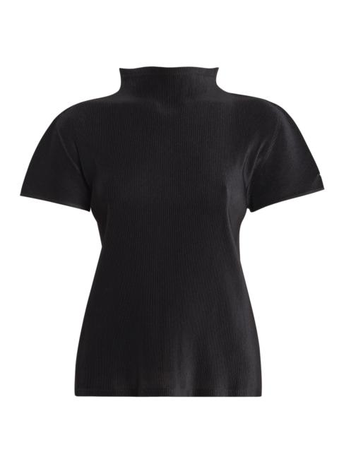 Pleats Please Issey Miyake Women's Mist Basics Ribbed Top - Black