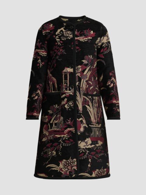 Etro Women's Jacquard Collarless Coat - Multicolor Black Base