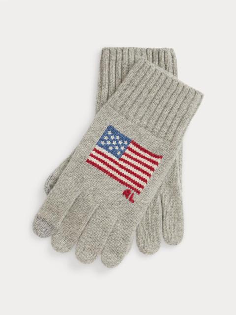 Polo Ralph Lauren Flag-Intarsia Wool-Blend Touch Gloves
