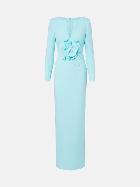 ROLAND MOURET Floral-appliqué crêpe gown