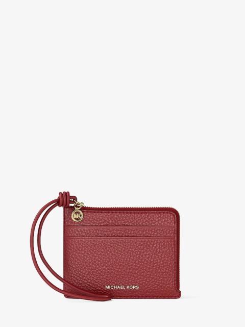 MICHAEL KORS Jet Set Small Pebbled Leather Card Case Wristlet