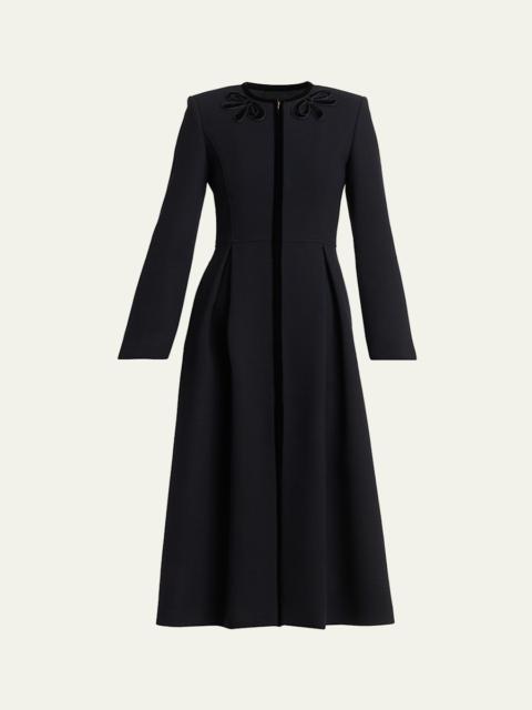 Valentino Tailored Velvet Trim Coat Dress