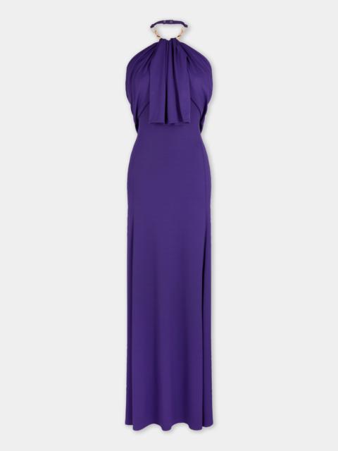 rabanne DINH VAN X RABANNE LONG PURPLE DRESS EMBELLISHED WITH SIGNATURE CHAIN DETAILING